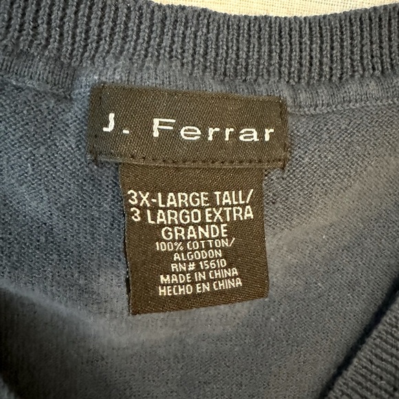 J. Ferrar Men’s Cotton Navy Blue Sweater Vest 3X Tall - Picture 4 of 4